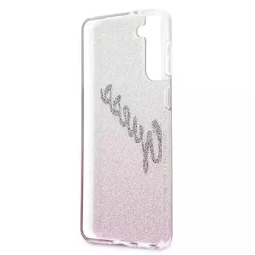 Guess GUHCS21MPCUGLSPI S21 G996 рожевий / рожевий жорсткий футляр Glitter Gradient Script