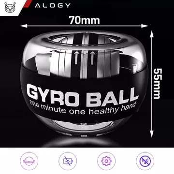 Gyro ball Alogy ball для тренування зап'ястя Powerball hand grip для зміцнення м'язів Gyro Ball Black