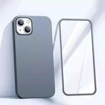 Joyroom 360 Full Case Cover для iPhone 13, задня та передня кришки, загартоване скло, сіре (JR-BP927, тьмяне)