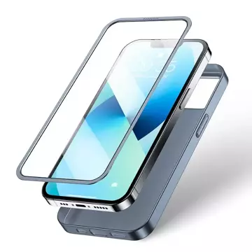 Joyroom 360 Full Case Cover для iPhone 13, задня та передня кришки, загартоване скло, сіре (JR-BP927, тьмяне)