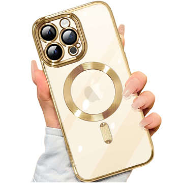 MagSafe Case для Apple iPhone 14 Pro Max Alogy Glamour Luxury Ring корпус Золоте прозоре скло