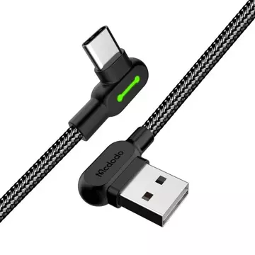 Mcdodo CA-5280 LED кутовий кабель USB-USB-C, 0,5 м (чорний)