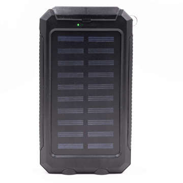 Solar Power Bank Power Bank Fast Charging with Flashlight 2x USB 20000mAh Armored Black