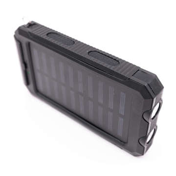 Solar Power Bank Power Bank Fast Charging with Flashlight 2x USB 20000mAh Armored Black