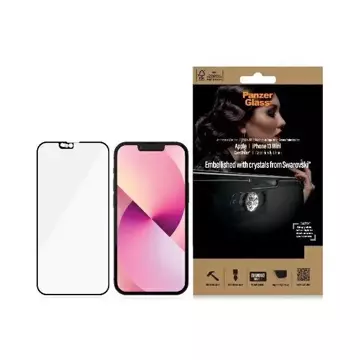 Szkło PanzerGlass E2E Microfracture для iPhone 13 Mini 5,4" CamSlider Swarovsky Case Friendly AntiBacterial czarny/black 2750