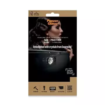 Szkło PanzerGlass E2E Microfracture для iPhone 13 Mini 5,4" CamSlider Swarovsky Case Friendly AntiBacterial czarny/black 2750