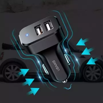 USAMS Автомобільний зарядний пристрій 2xUSB C13 2.1A 3in1 (microUSB/USB-C/lightning) чорний/чорний NTU35YTSC13TZ