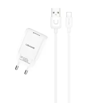 USAMS Настінний зарядний пристрій 1x USB T21 Lightning white/white 2.1A Fast Charging T21OCLN01