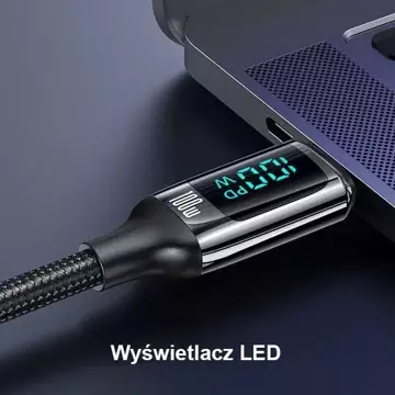 USAMS Плетений кабель U78 USB-C до USB-C LED 3 м 100 Вт Швидкий чорний/чорний SJ559USB01 (US Charging-SJ559)