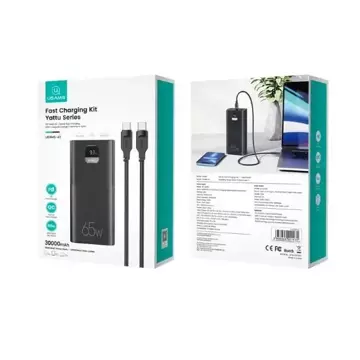 USAMS Powerbank PB68 30000mAh 65W QC3.0 PD Fast Charge кабель USB-C/USB-C 100W чорний/чорний ATXLOGTC01 (US-CD185)