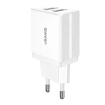 USAMS Wall charger 2xUSB T24 2.1A білий / білий (тільки головка) CC90TC01 (US-CC090)