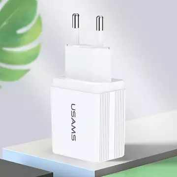 USAMS Wall charger 2xUSB T24 2.1A білий / білий (тільки головка) CC90TC01 (US-CC090)