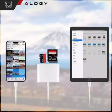 USB-адаптер для читання карток Alogy SD TF з роз'ємом Lightning для Apple iPhone iPad White