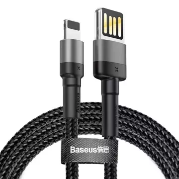 USB кабель Lightning (двосторонній) Baseus Cafule 2.4A 1м (сіро-чорний)