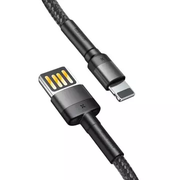 USB кабель Lightning (двосторонній) Baseus Cafule 2.4A 1м (сіро-чорний)