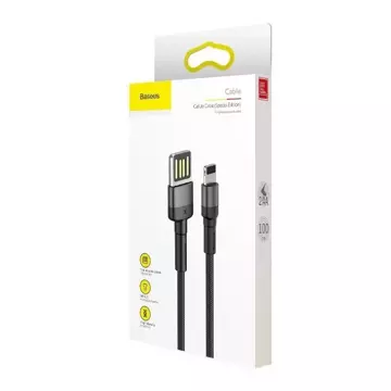 USB кабель Lightning (двосторонній) Baseus Cafule 2.4A 1м (сіро-чорний)