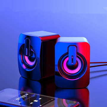 USB 2.0 Alogy Mini Stereo Wired Speakers HIFI комп'ютерні колонки з мікрофоном Чорні