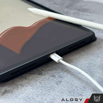 USB-C type C кабель міцний швидкий PD 2M для iPhone 15 Alogy нейлоновий шнур Білий