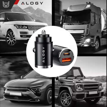 USB QC 4.0 Автомобільний зарядний пристрій USB-C Type C PD 30W Fast Powerful для Alogy Car Phone Black