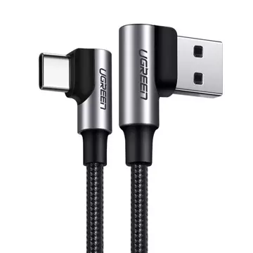 Ugreen Кутовий кабель USB - USB Type C Quick Charge 3.0 QC3.0 3 A 1 м сірий (US176 20856)