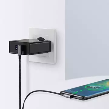 Ugreen Кутовий кабель USB - USB Type C Quick Charge 3.0 QC3.0 3 A 1 м сірий (US176 20856)