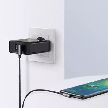 Ugreen Кутовий кабель USB - USB Type C Quick Charge 3.0 QC3.0 3 A 2 м сірий (US176 20857)