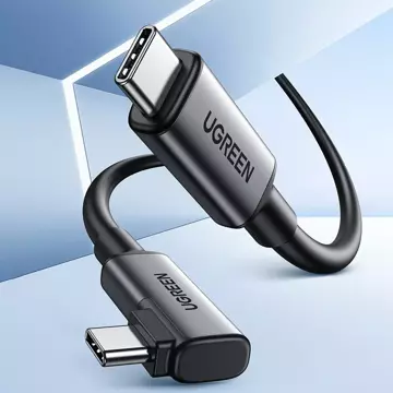 Ugreen кутовий кабель USB Type C - USB Type C для заряджання 60 Вт / передачі даних із підтримкою окулярів VR (наприклад, Oculus Quest 2) 5 м чорний (US551)