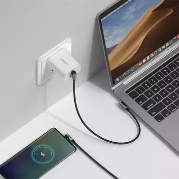 Ugreen прямокутовий кабель із бічним штекером USB Type C - USB Type C Power Delivery Quick Charge FCP 3 A 1 m сірий (70529 US323)