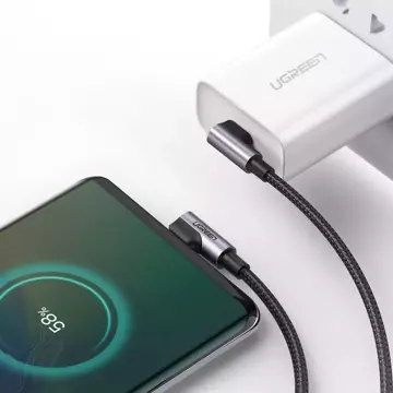 Ugreen прямокутовий кабель із бічним штекером USB Type C - USB Type C Power Delivery Quick Charge FCP 3 A 1 m сірий (70529 US323)