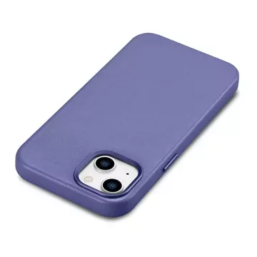 iCarer Case Leather Genuine Leather Phone Case для iPhone 14 Plus Світло-фіолетовий (сумісний з MagSafe)