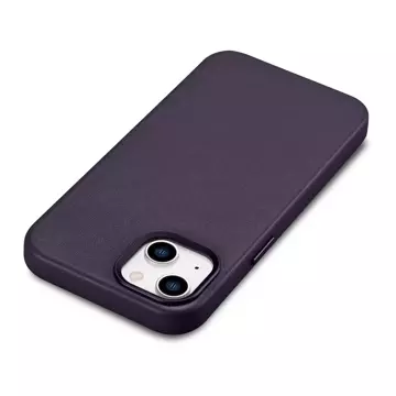 iCarer Case Leather Genuine Leather Phone Case для iPhone 14 Plus Темно-фіолетовий (сумісний з MagSafe)