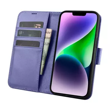 iCarer Wallet Case 2in1 Cover iPhone 14 Plus Anti-RFID Leather Flip Case Light Purple (WMI14220727-LP)